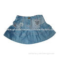 Girls' Denim/Children's Ruffled Skirt, Heart Shape Embroidery Patch, Butterfly Pink Embroidery